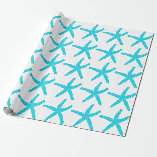 Starfish Patterns Pastel Aquamarin Blauer Weihnach Geschenkpapier (Ungerollt)