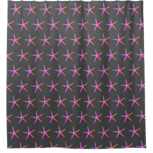 Starfish Patterns Pink Gray Gray Beach Nautical Duschvorhang