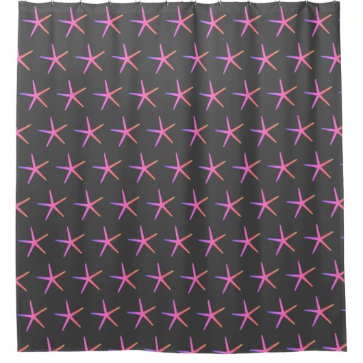 Starfish Patterns Pink Gray Gray Beach Nautical Duschvorhang (Vorderseite)