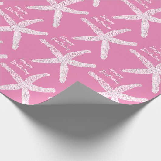 Starfish Patterns Pink Niedlich Girly Frohe Weihna Geschenkpapier (Ecke)
