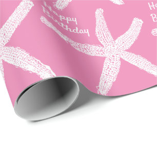 Starfish Patterns Pink Niedlich Girly Happy Birthd Geschenkpapier