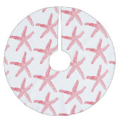 Starfish Patterns Red White Frohe Weihnachten Nied Polyester Weihnachtsbaumdecke (Vorderseite)