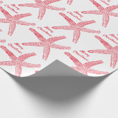 Starfish Patterns Red White Frohe Weihnachtsstrand Geschenkpapier (Ecke)