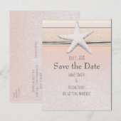 Starfish Peach & Cream Beach Hochzeit Save the Dat Ankündigungspostkarte (Vorne/Hinten)