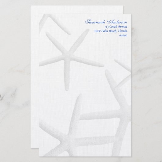 Starfish Personalisiert Beach Theme Schreibpapier Briefpapier (Vorne/Hinten)