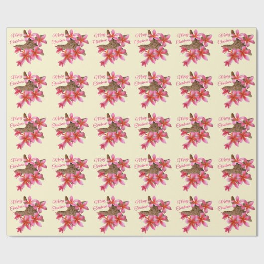 Starfish Pink Plumeria Tropisches Weihnachtsfest Geschenkpapier (Flach)