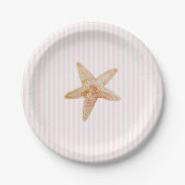 Starfish Pink Stripe Ocean Beach Party Pappteller (Vorderseite)