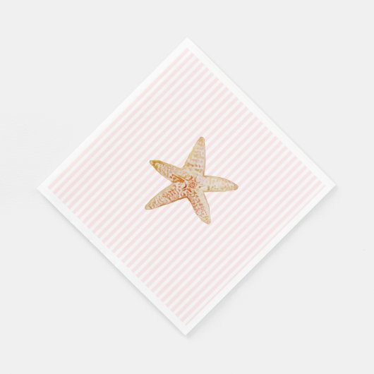 Starfish Pink Stripe Ocean Beach Party Serviette (Ecke)