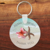 Starfish Plumeria am Meer Gewohnte Hochzeit Gefall Schlüsselanhänger (Vorderseite)