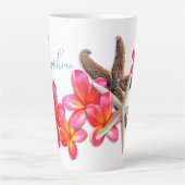 Starfish Plumeria Blume Personalisiert Milchtasse (Vorderseite)