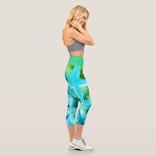 Starfish Print Yoga Pants Capri Leggings (Rechts)
