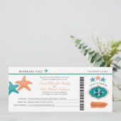 Starfish Puerto Rico Boarding Pass Hochzeit Einladung (Stehend Vorderseite)