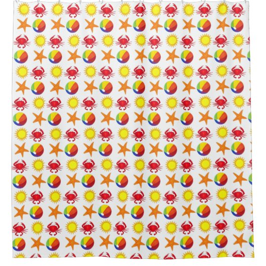 Starfish Rainbow Beach Ball Sun Crab Sommer Duschvorhang (Vorderseite)