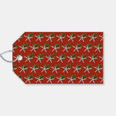 Starfish Red Christmas Krawatte auf Geschenketiket Geschenkanhänger (Rückseite Horizontal)