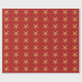 Starfish Red Gold Beach Weihnachten Geschenkpapier (Flach)