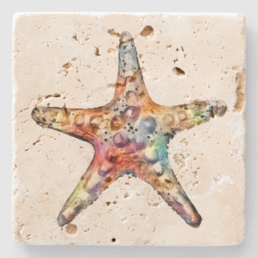 Starfish-Regenbogen Steinuntersetzer (Vorderseite)
