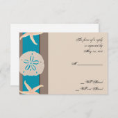 Starfish Response Card aus braunem und türkisfarbe RSVP Karte (Vorne/Hinten)