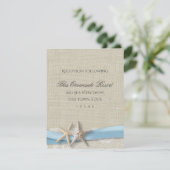 Starfish Ribbon and Lace Blue Beach Response Card Einladung (Stehend Vorderseite)
