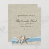Starfish Ribbon and Lace Blue Beach Response Card Einladung (Vorne/Hinten)
