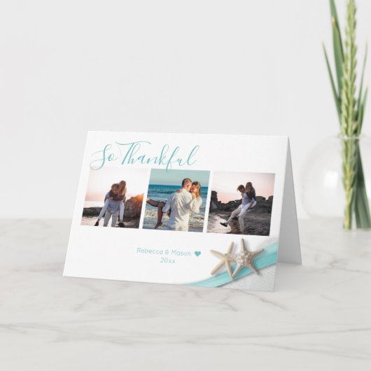 Starfish Ribbon und Spitzen Glücklich mit Foto Dankeskarte (Vorderseite)