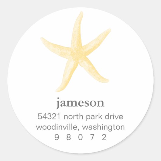 Starfish Round-Address-Label Runder Aufkleber (Vorderseite)