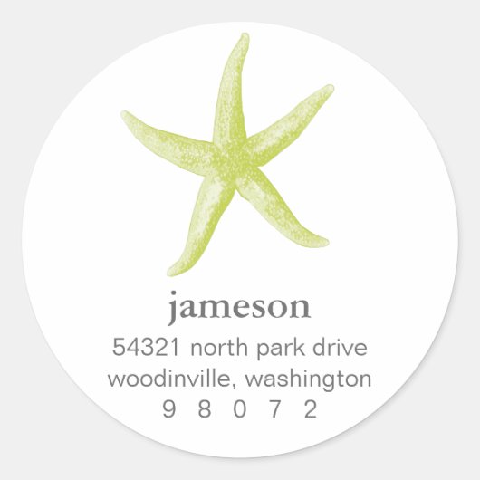 Starfish Round-Address-Label Runder Aufkleber (Vorderseite)
