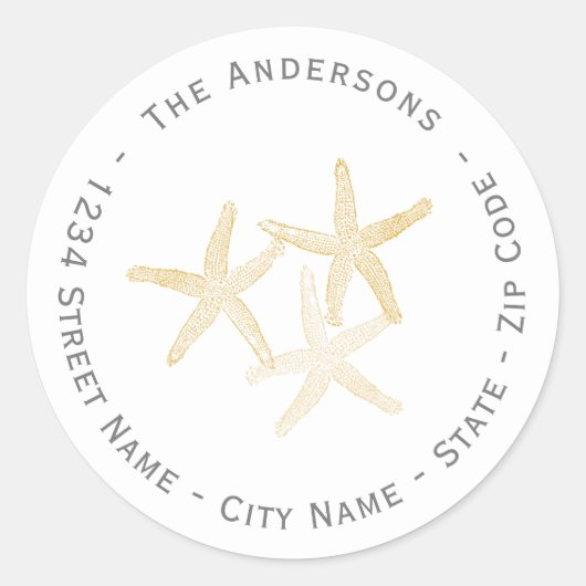 Starfish Rücksendeadresse Runder Aufkleber (Vorderseite)