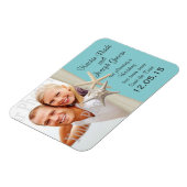 Starfish Rustic Aqua Blue Save the Date Foto Magnet (Linke Seite)