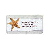 Starfish Rustic Beach Board Nautic Adressaufkleber (Vorne)