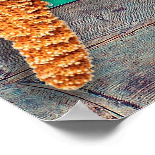 Starfish Rustic Beach Board Nautic Poster (Ecke)