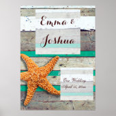 Starfish Rustic Beach Board Nautic Poster (Vorne)