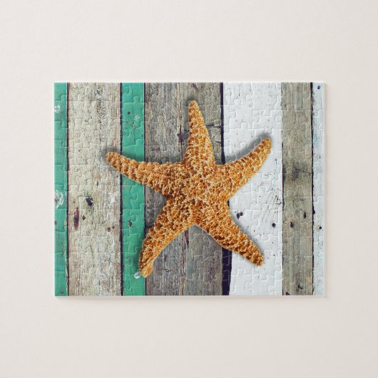 Starfish Rustic Beach Board Nautic Puzzle (Horizontal)