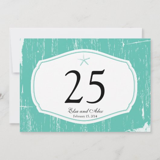 Starfish Rustic Beach Tischnummer (Rückseite)