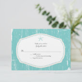 Starfish Rustic Beach Wedding UAWG RSVP Karte (Stehend Vorderseite)