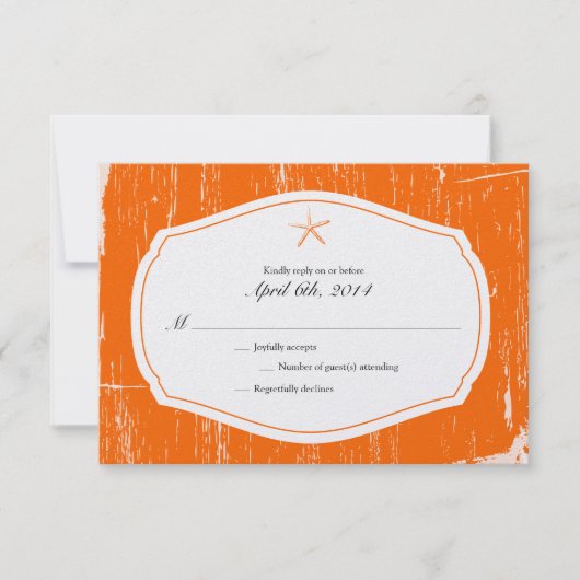 Starfish Rustic Beach Wedding UAWG RSVP Karte (Vorderseite)