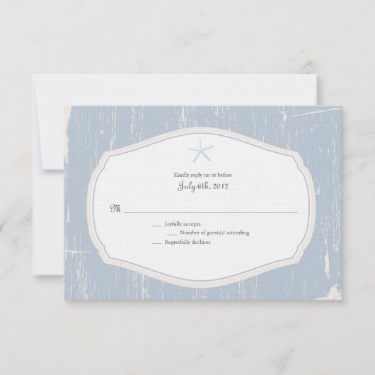 Starfish Rustic Beach Wedding UAWG RSVP Karte (Vorderseite)