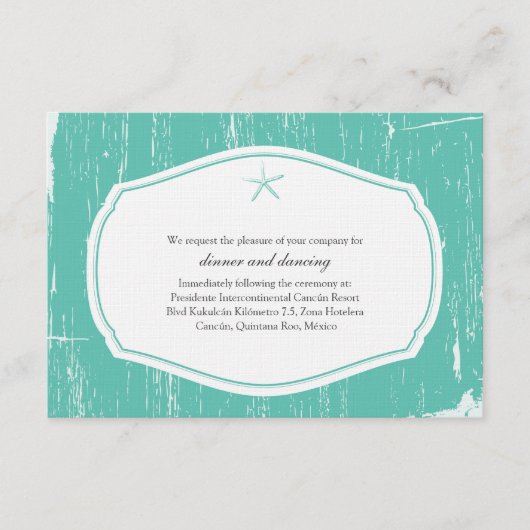 Starfish Rustic Beach Wedge Begleitkarte (Vorderseite)