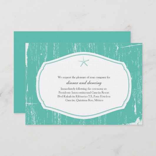 Starfish Rustic Beach Wedge Begleitkarte (Vorne/Hinten)