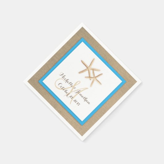 Starfish Rustic Burlap Beach Wedkin Napkin Serviette (Ecke)