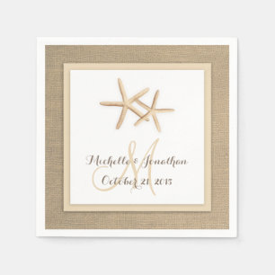 Starfish Rustic Burlap Beach Wedkin Napkin Serviette