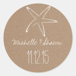 Starfish Rustic Kraft Gastgeschenk Hochzeit Runder Aufkleber