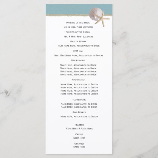Starfish Rustic Wedding Program Programm (Rückseite)