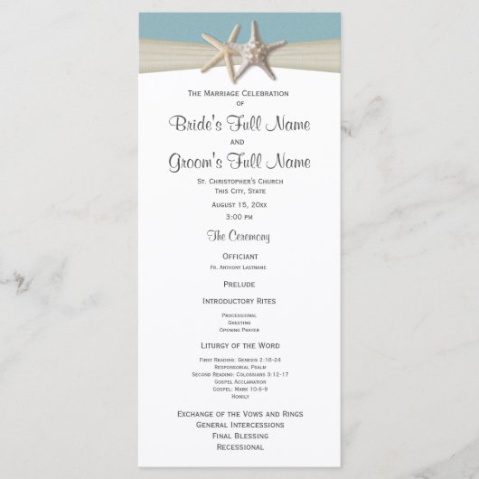 Starfish Rustic Wedding Program Programm (Vorderseite)