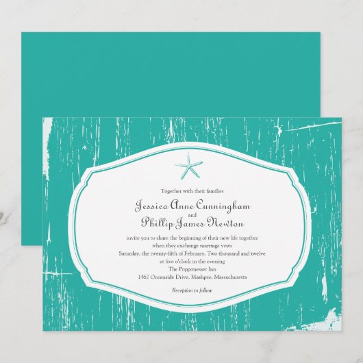 Starfish Rustikale Hochzeit Einladung (Vorne/Hinten)