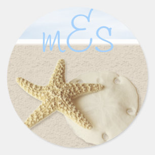 Starfish & Sand Dollar ・ Anpassen Sie mich. Runder Aufkleber