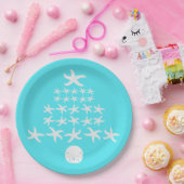 Starfish Sand Dollar Aqua Tropisches Weihnachtsfes Pappteller (Party)