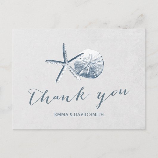 Starfish & Sand Dollar Beach Wedding Vielen Dank Postkarte (Vorderseite)