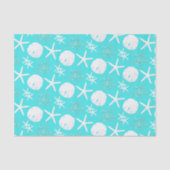 Starfish Sand Dollar Christmas Beach Aqua Blue Seidenpapier (Vorderseite)