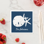 Starfish Sand Dollar Coast Navy Blue Custom Serviette (Beispiel)