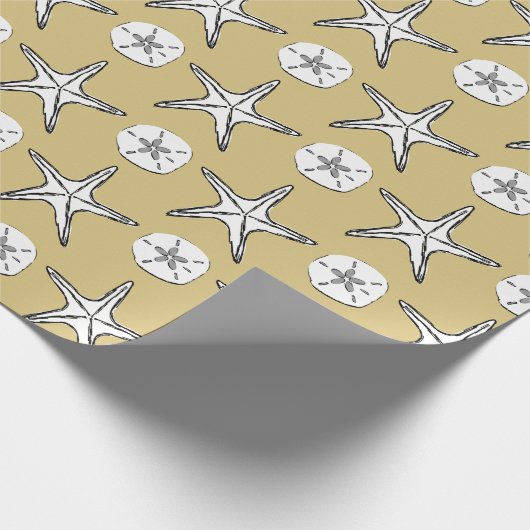 Starfish Sand Dollar Muster Geschenkpapier (Ecke)